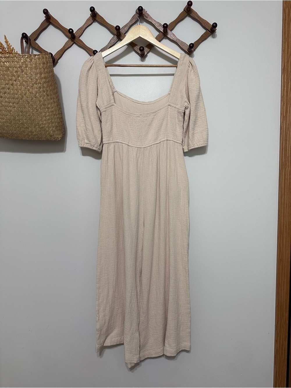 Petal & Pup Soft Cream Square-Neck Jumpsuit with Puff Sleeves - Picture 4 of 5